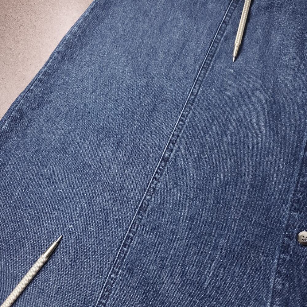 VTG Travelsmith Denim Maxi Dress Womens 16 Blue Dark Wash Button Up Sleeveless - Picture 3 of 11